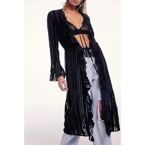 Free People Dolly Velvet Duster | Small | Black | NWT